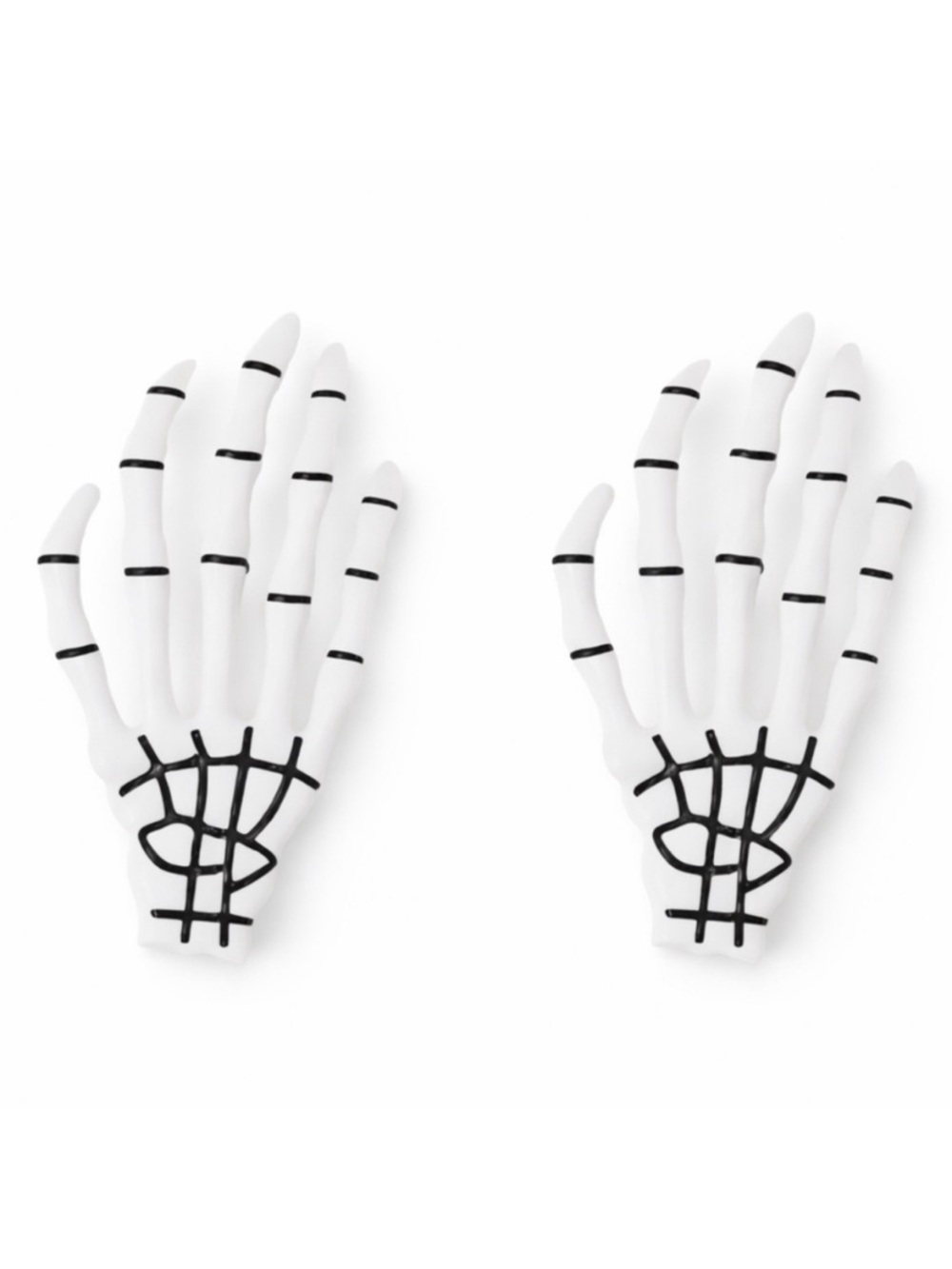 Skeleton Hand Hair Clips White Bone Barrettes Goth Punk Halloween 2 Piece Set